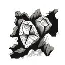 simplified floating rock blackwork tatoo bold tattoo design idea