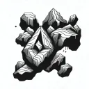simplified floating rock blackwork tatoo bold tattoo design idea