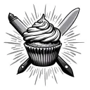 cupcake and knife tattoo design idea