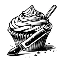 cupcake and knife tattoo design idea