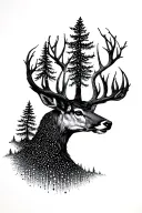 Hirsch forest dotwork abstract tattoo design idea
