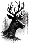 Hirsch forest dotwork abstract tattoo design idea