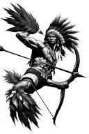 Native American shooting bow and arrow tattoo design idea