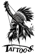 Native American shooting bow and arrow tattoo design idea