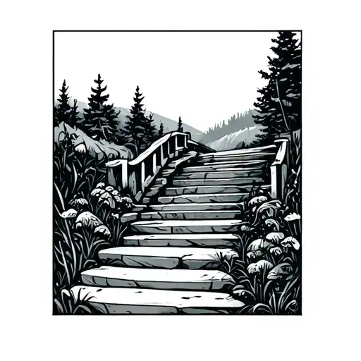 Abstract hike pathway to stair minimalist tattoo design tattoo design idea