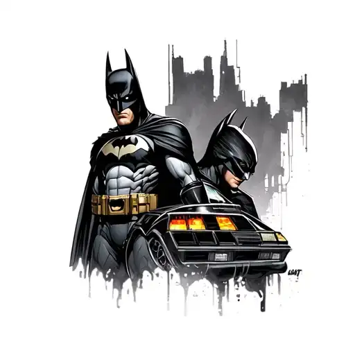 Batman and the film back to the future tattoo design idea