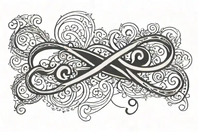 an simple infinity symbol with the names Adalynn and Jace imbedded in the symbol tattoo design idea