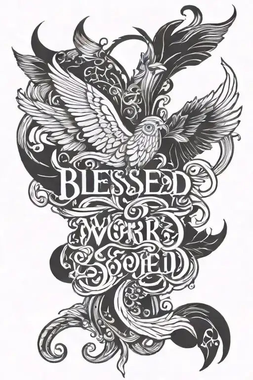 Blessed word tattoo design idea