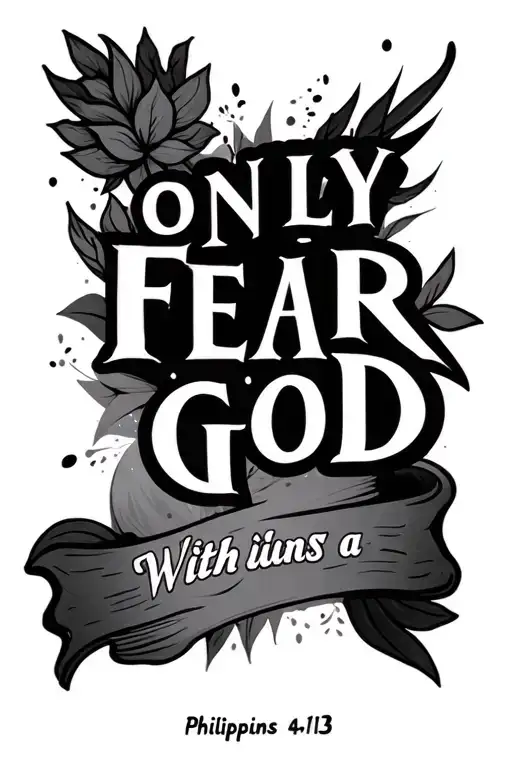 only fear god with a bible verse Philippians 4:13 tattoo design idea