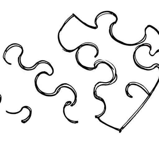 5-piece puzzle that is missing two pieces, representing a family with two loved ones lost. tattoo design idea