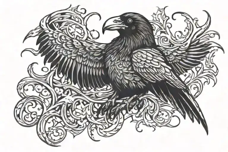 crow in the stomach with Venom tattoo design idea