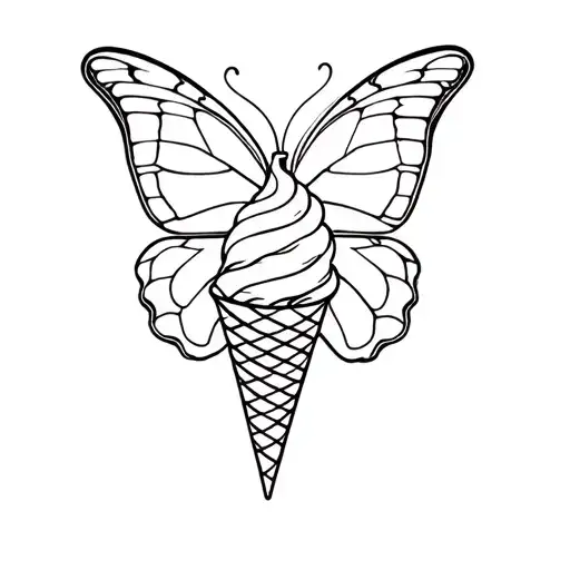 butterfly holding an ice cream cone tattoo design idea