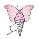 butterfly holding an ice cream cone tattoo design idea