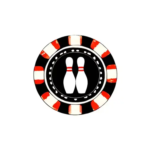 poker chip, bowling pins in the center tattoo design idea