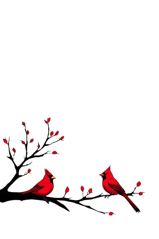 two cardinals sitting on a branch tattoo design idea