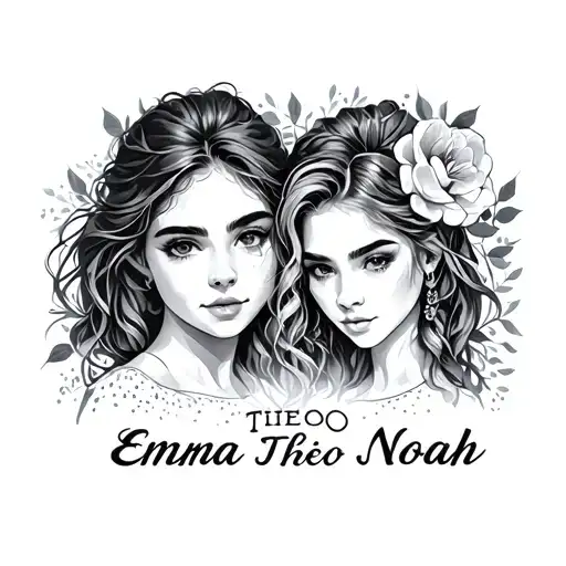 First names Emma Théo Noah Hugo Luka tattoo design idea