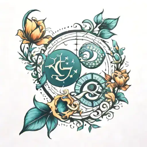 Tattoo of 3 zodiac signs mixed together. It must be nicely interwoven with each other. The 1st is Aquarius Pisces M tattoo design idea