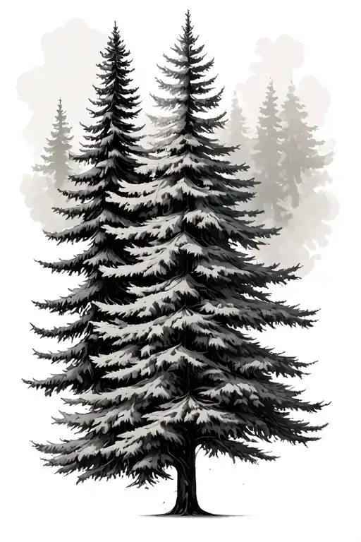 three Evergreen trees with the middle onw being rhe biggest tattoo design idea