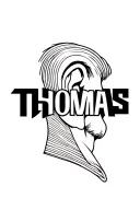 "Thomas " name design going down ear tattoo design idea