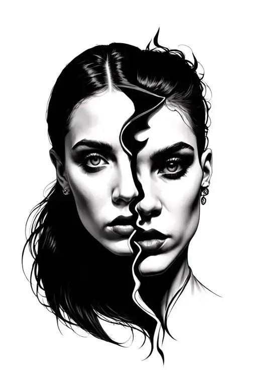 Split Personality tattoo design idea