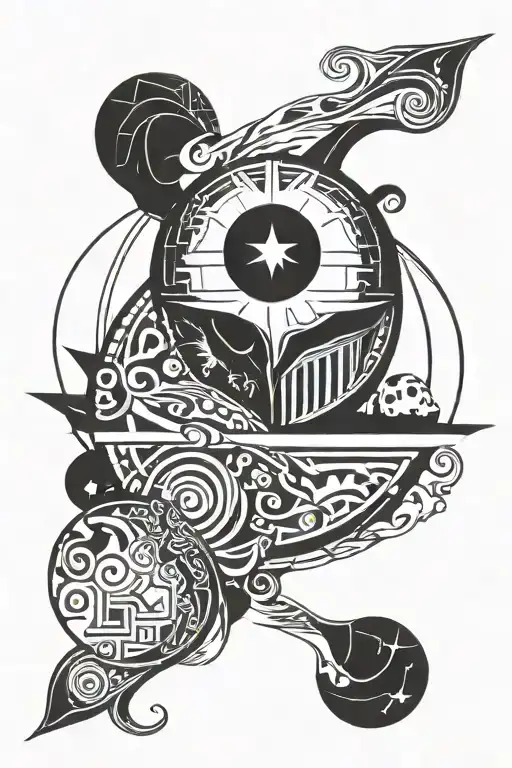 God of Death Star blanket wrapped tattoo design idea
