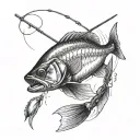 text saying Bradon gone fishing with a man fishing tattoo design idea