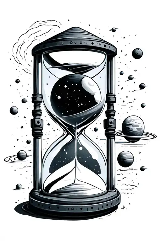 Hourglass planets spaceships astronaut tattoo design idea
