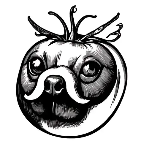 dog nose print turned into a tomato tattoo design idea