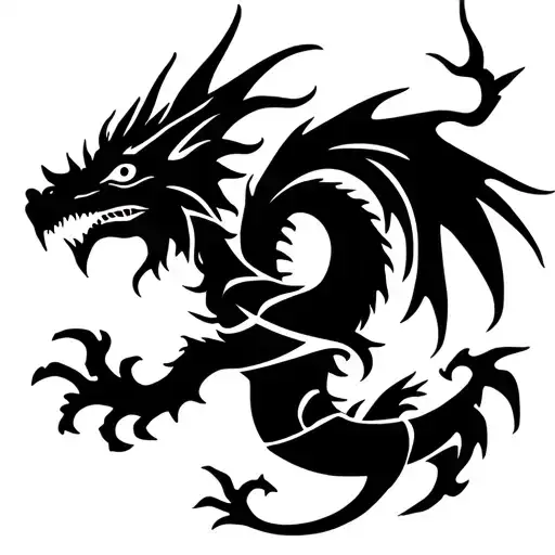 nordic dragon flying tattoo design idea