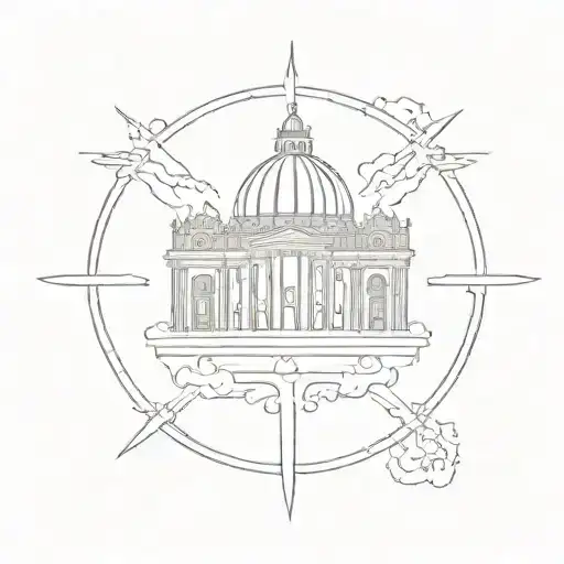 burning vatican tattoo design idea