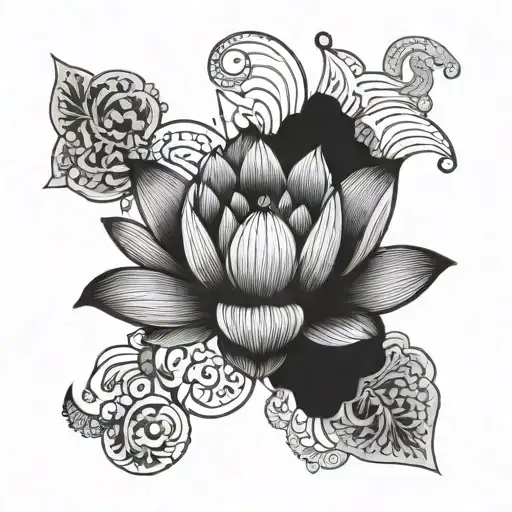 lotus sad sol etoile tattoo design idea