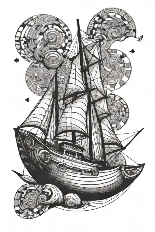 snail boat sailing tattoo design idea