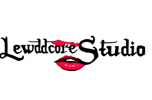 "Lewdcore Studio" "Lewdcore Studio" with bright red lips in between the text tattoo design idea