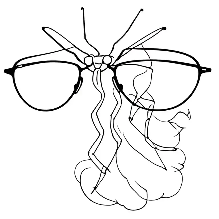 mosquito with glasses and joint surrounded by smoke tattoo design idea