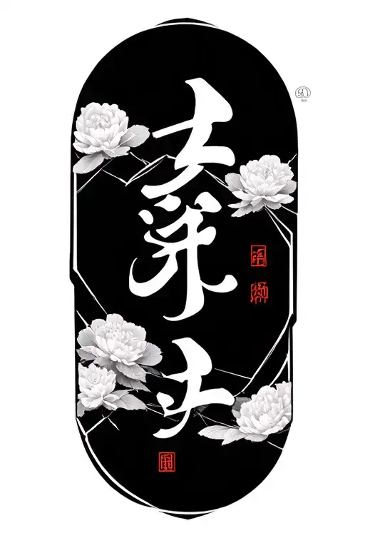 free lines geometrical desing with hiden meaning of the family kanji 坂本 and the name  佐一 tattoo design idea