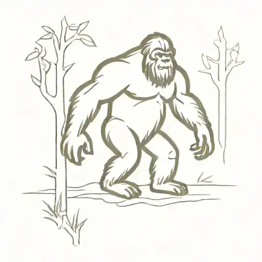 continuous line bigfoot tattoo design idea