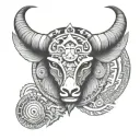 aztec geometric capricorn symbol tattoo design idea