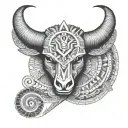 aztec geometric capricorn symbol tattoo design idea