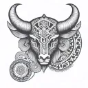 aztec geometric capricorn symbol tattoo design idea