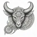 aztec geometric capricorn symbol tattoo design idea