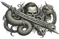 dagger and snake wrapped tattoo design idea