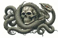 dagger and snake wrapped tattoo design idea