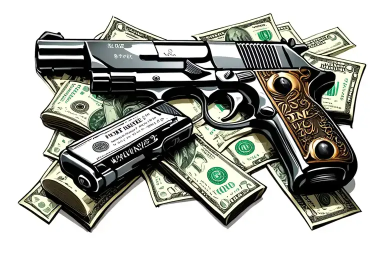 planet hustler money guns crime drugs tattoo design idea