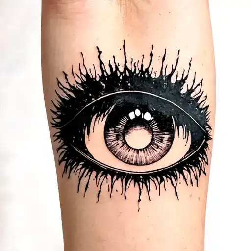 anime eyes on the forearm of the Tokyo ghoul tattoo design idea