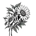 skeleton hand rock on with mama tried and daisy flower tattoo design idea