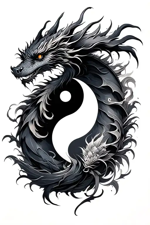 Yin Yang Dragons tattoo design idea