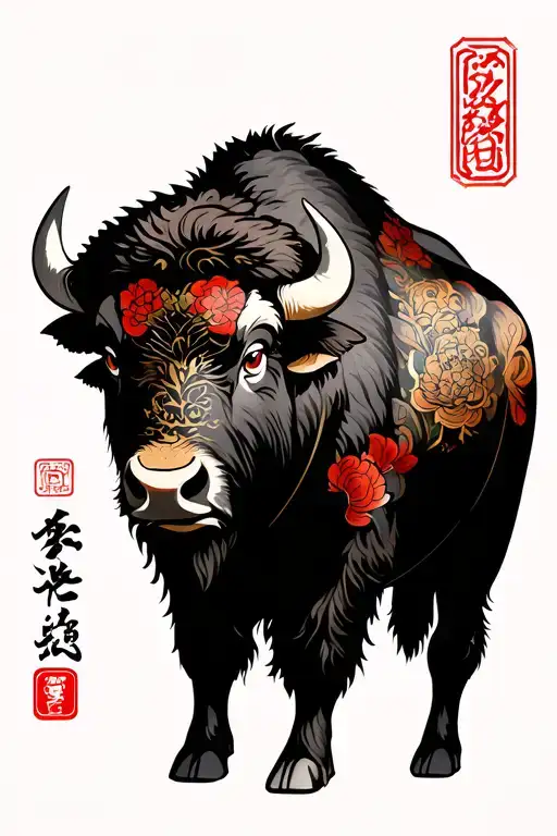 bison tattoo design idea