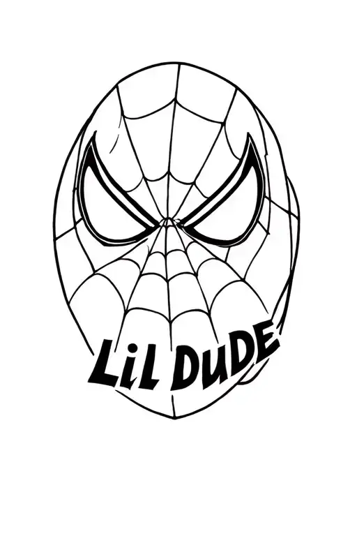 "Lil Dude" Spiderman Mask tattoo design idea