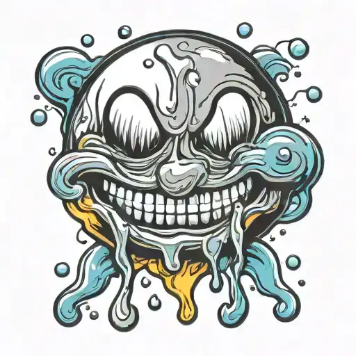 melting smiley face tattoo design idea