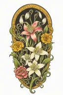 snowdrop, rose, marigold, octopus tentacles tattoo design idea